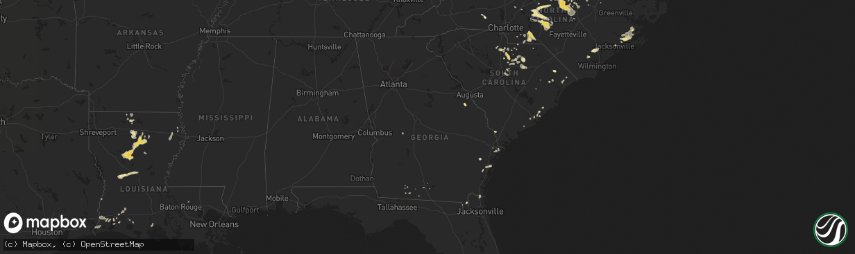 Hail map in Georgia on July 28, 2012