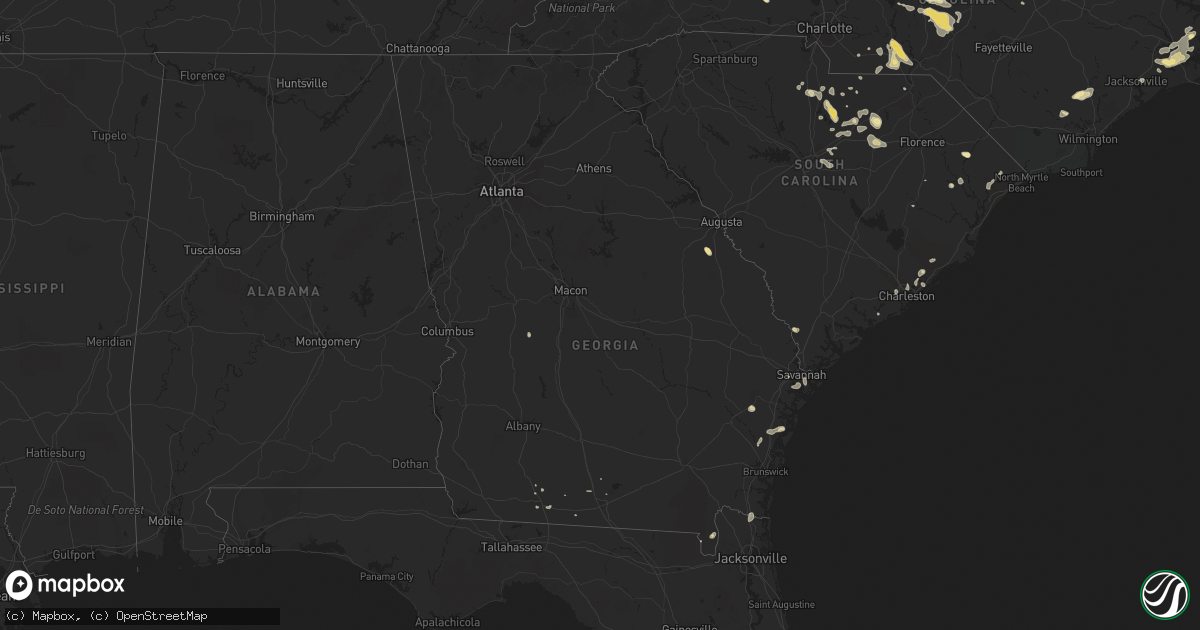 Hail map in Georgia on July 28, 2012