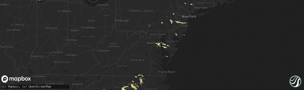 Hail map in Maryland on July 28, 2012