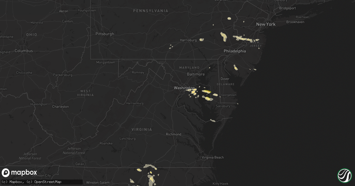 Hail map in Maryland on July 28, 2012