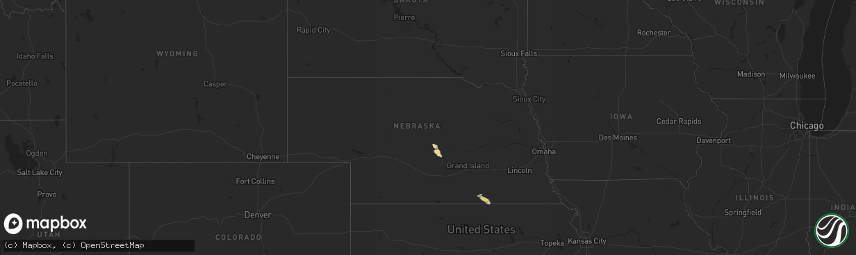 Hail map in Nebraska on July 28, 2012