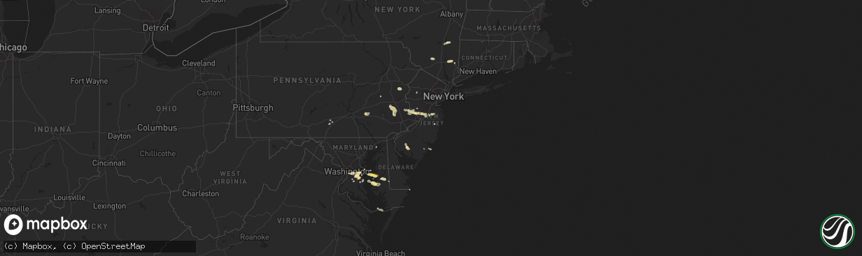 Hail map in New Jersey on July 28, 2012