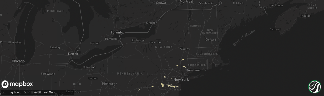 Hail map in New York on July 28, 2012