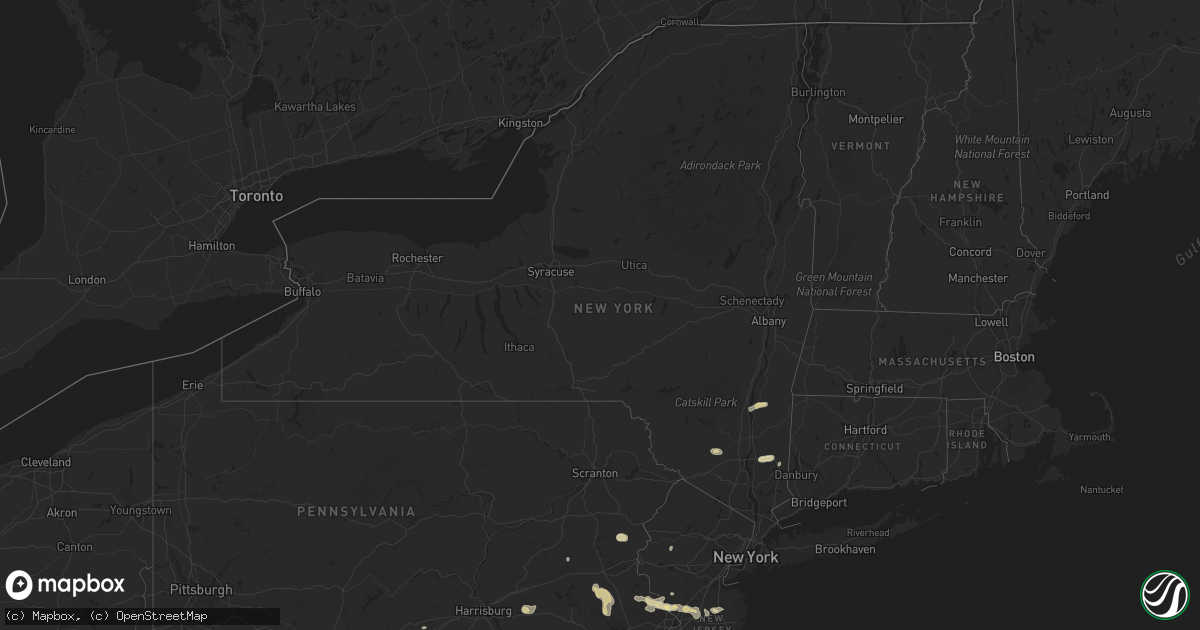 Hail map in New York on July 28, 2012