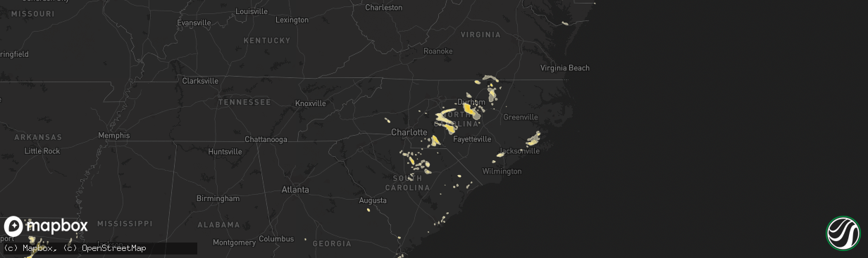 Hail map in North Carolina on July 28, 2012