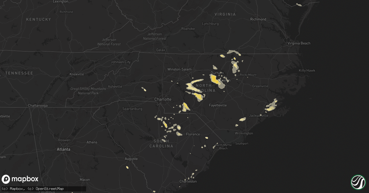 Hail map in North Carolina on July 28, 2012