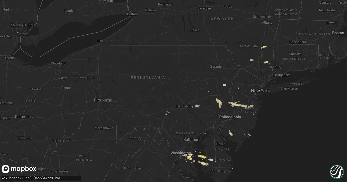 Hail map in Pennsylvania on July 28, 2012