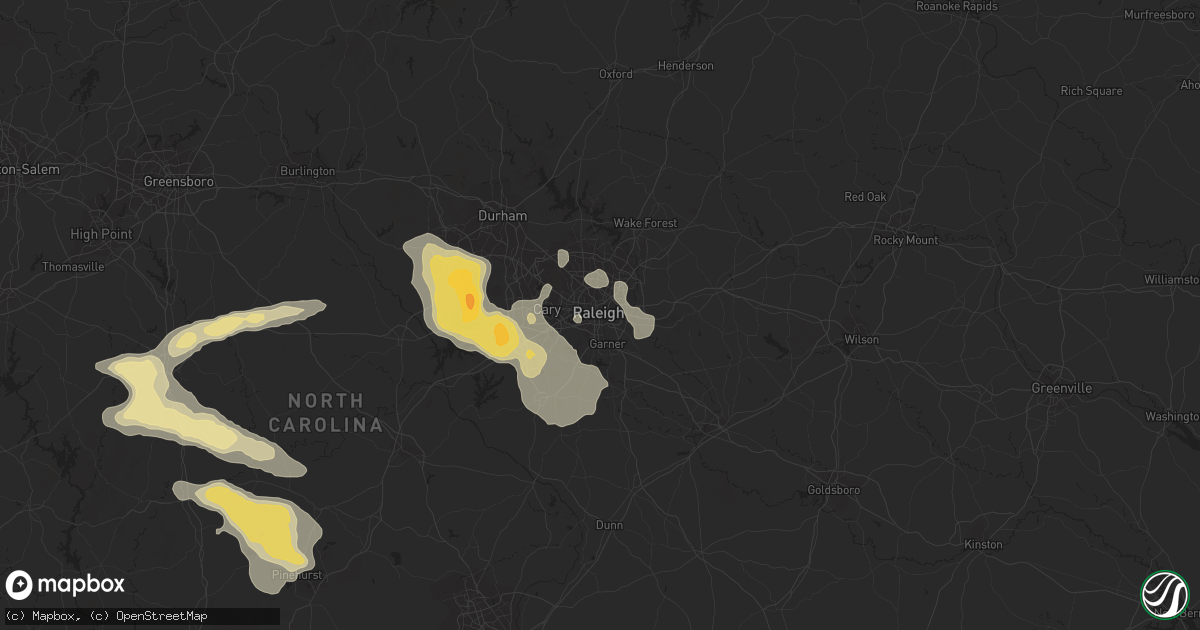 Hail map in Raleigh, NC on July 28, 2012