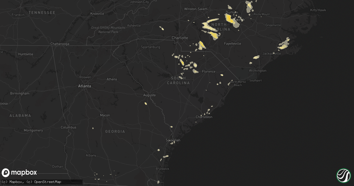 Hail map in South Carolina on July 28, 2012