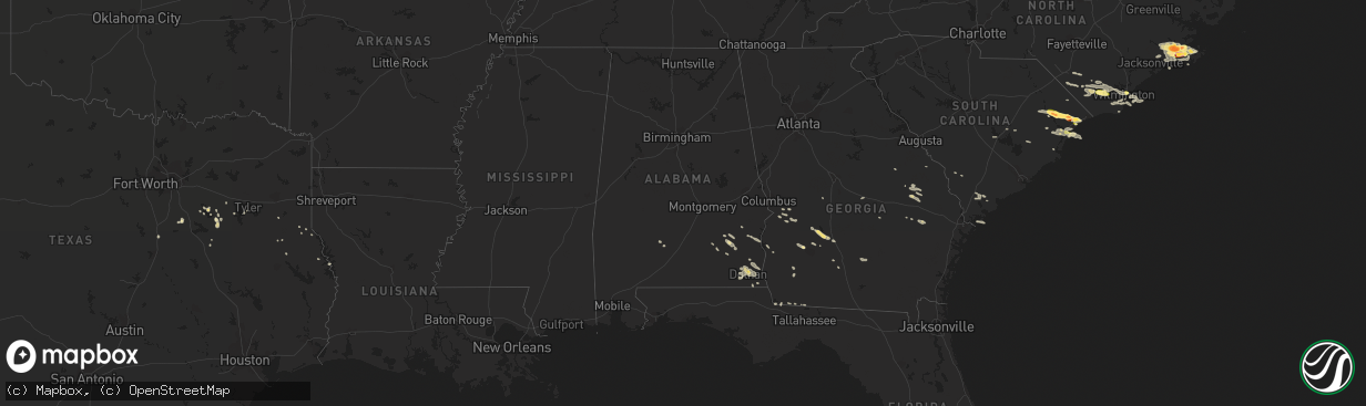 Hail map in Alabama on July 28, 2014