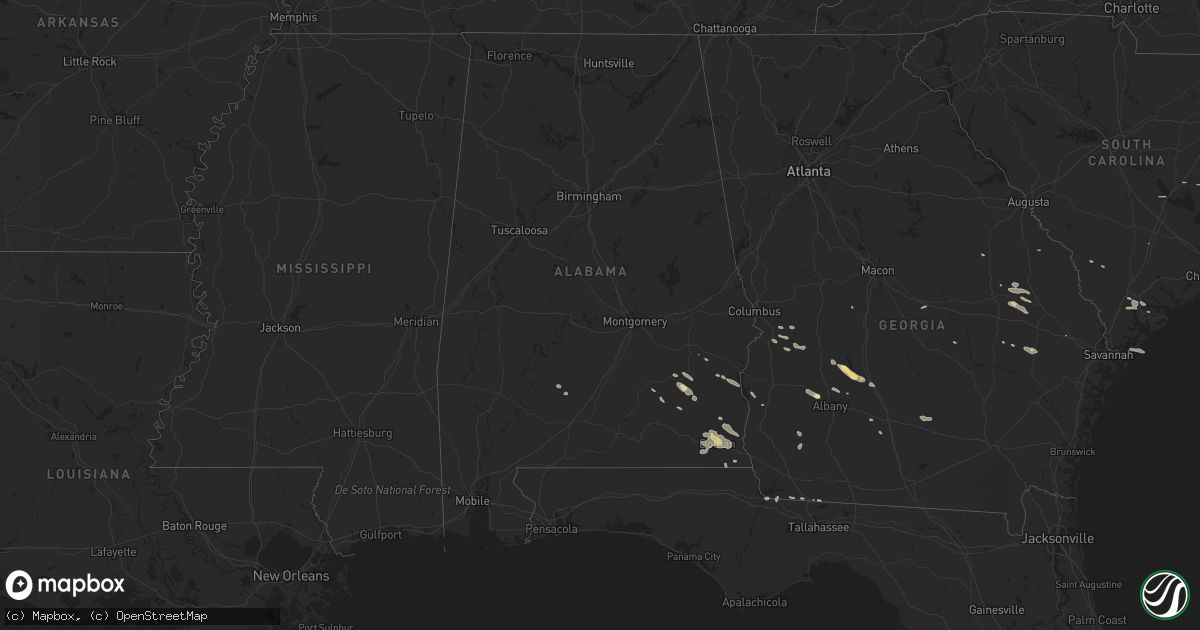 Hail map in Alabama on July 28, 2014