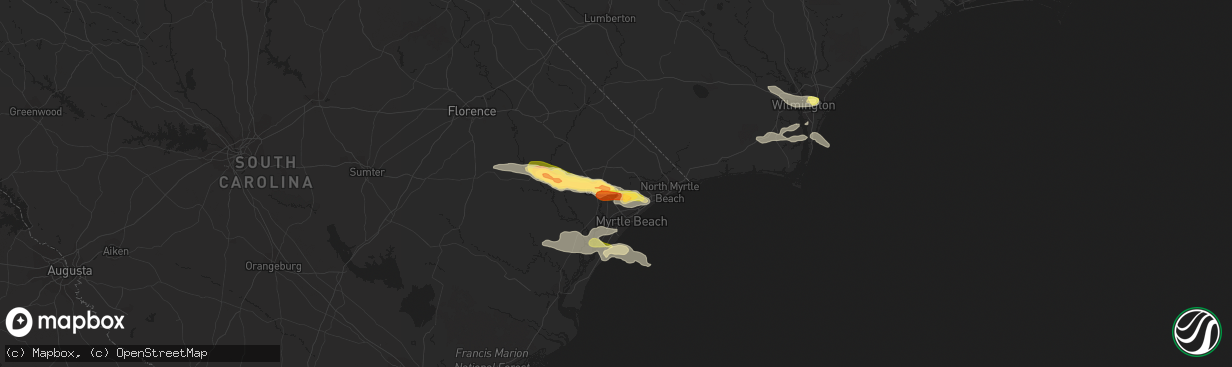 Hail map in Conway, SC on July 28, 2014