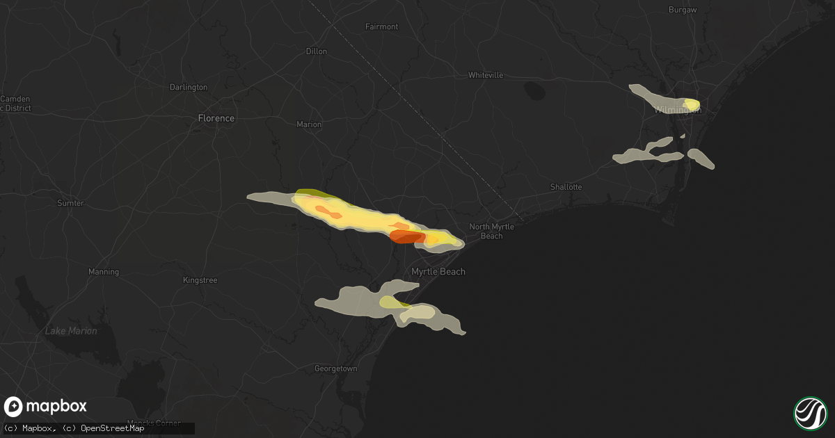 Hail map in Conway, SC on July 28, 2014