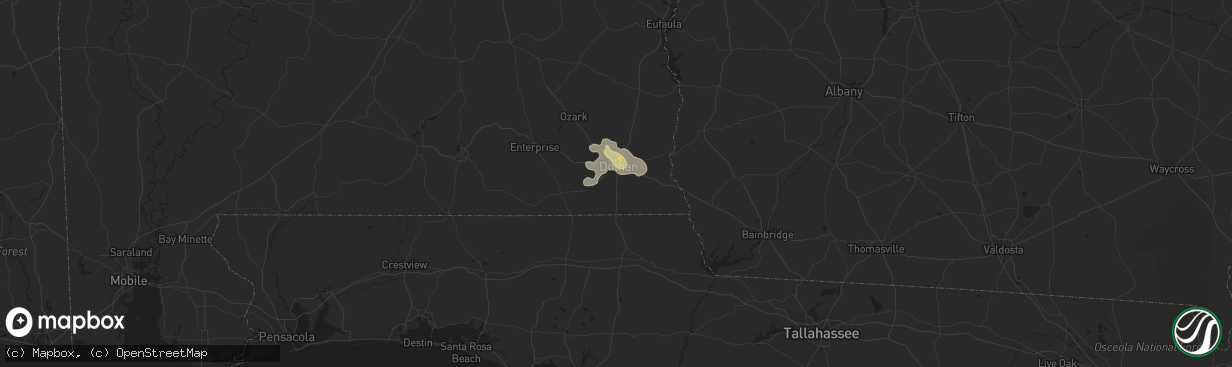 Hail map in Dothan, AL on July 28, 2014