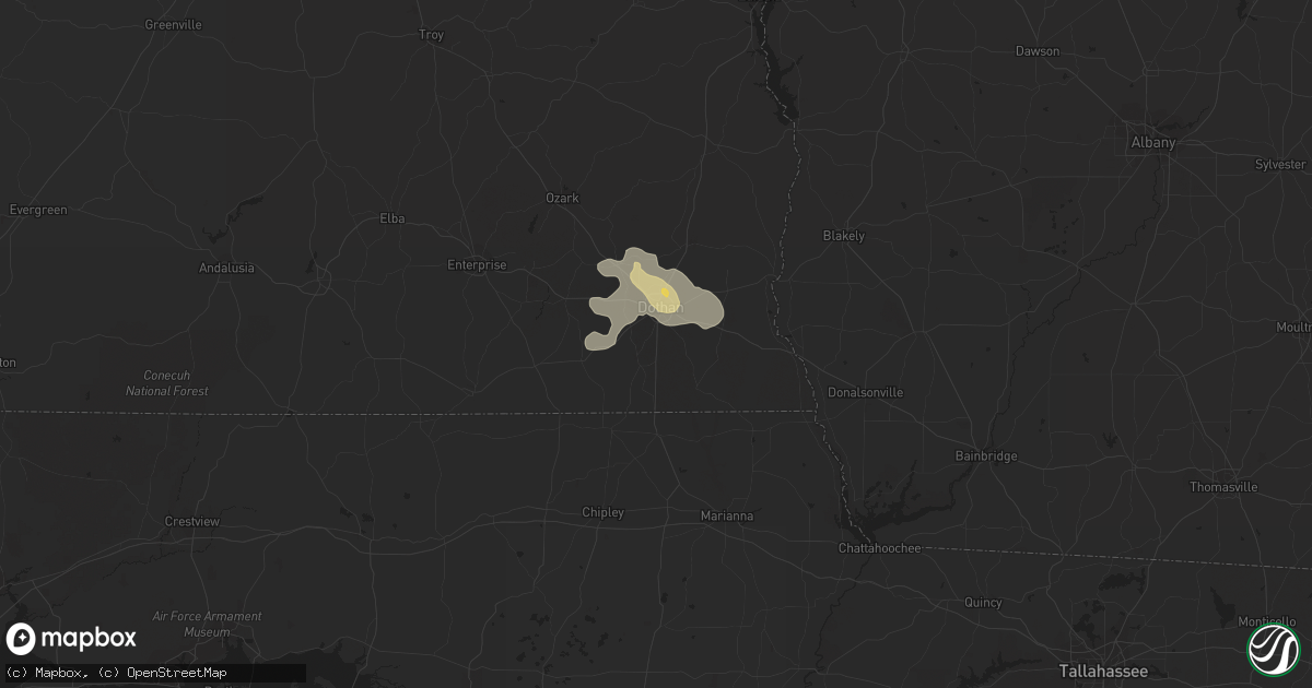 Hail map in Dothan, AL on July 28, 2014