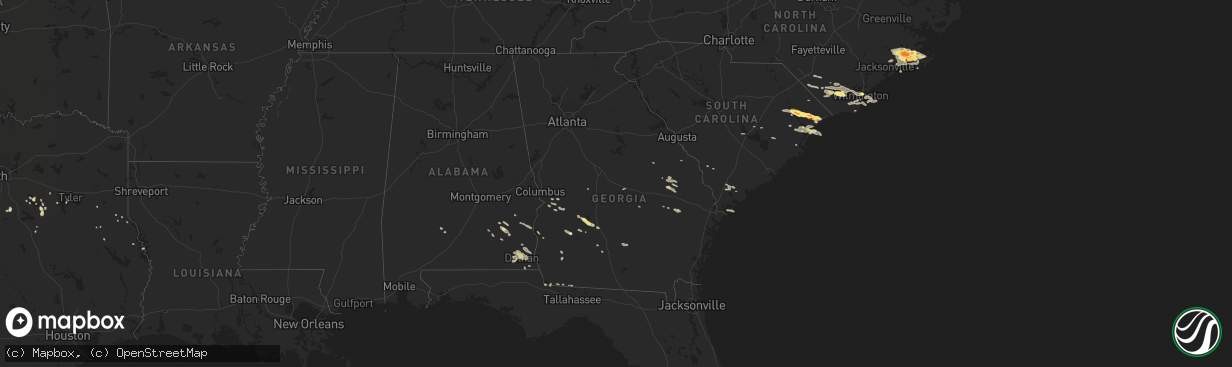 Hail map in Georgia on July 28, 2014