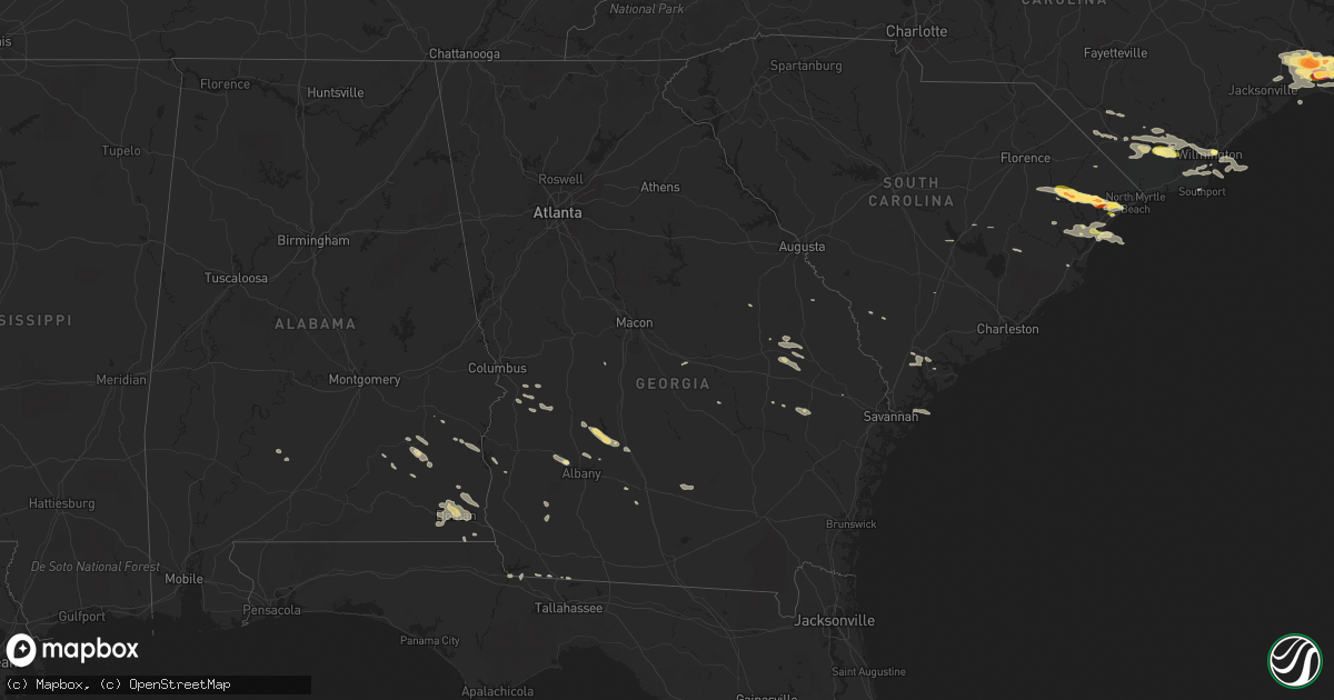 Hail map in Georgia on July 28, 2014