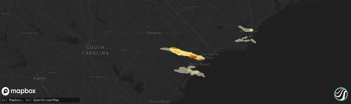 Hail map in Gresham, SC on July 28, 2014