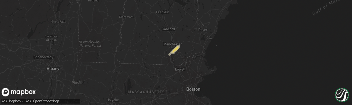 Hail map in Londonderry, NH on July 28, 2014