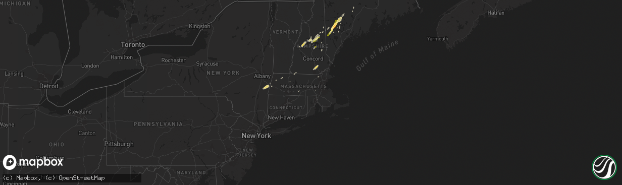 Hail map in Massachusetts on July 28, 2014