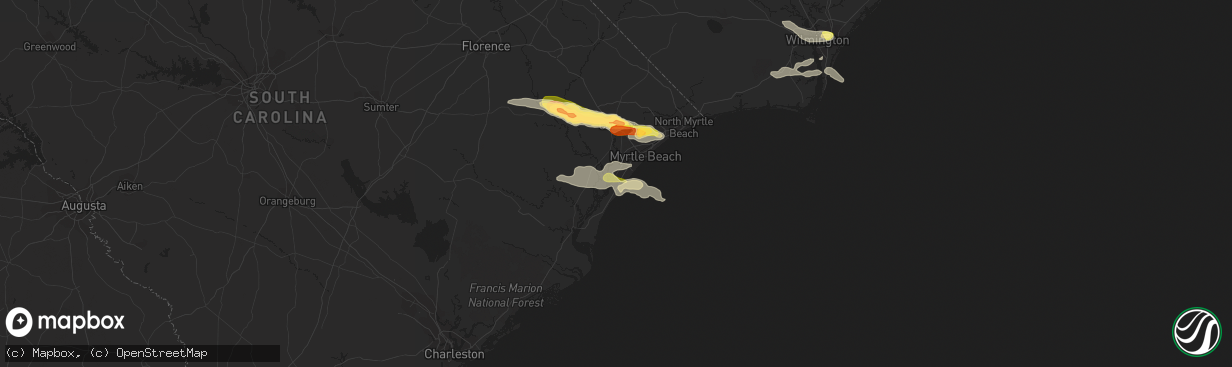 Hail map in Murrells Inlet, SC on July 28, 2014