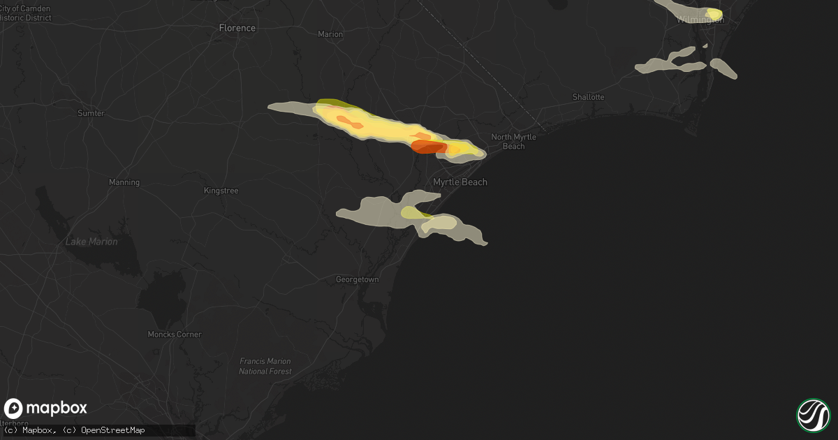 Hail map in Murrells Inlet, SC on July 28, 2014