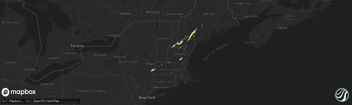 Hail map in New Hampshire on July 28, 2014