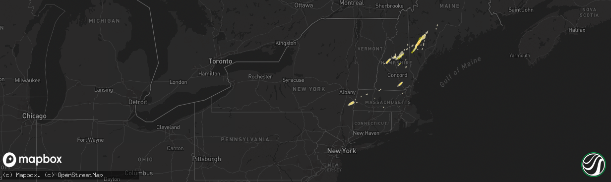 Hail map in New York on July 28, 2014