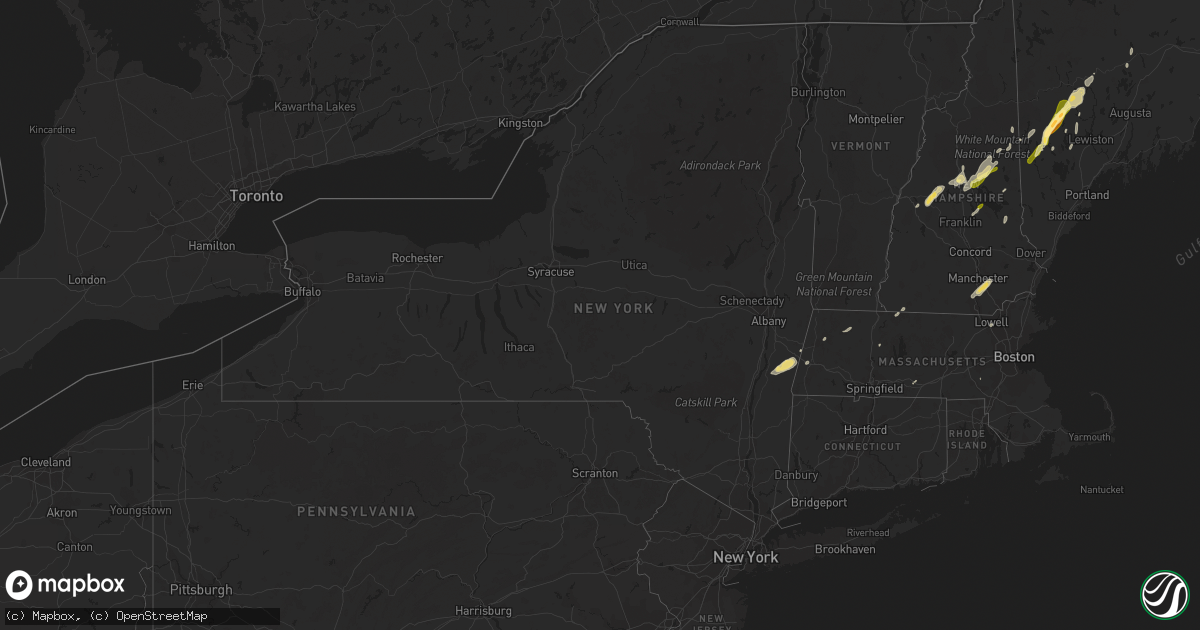 Hail map in New York on July 28, 2014