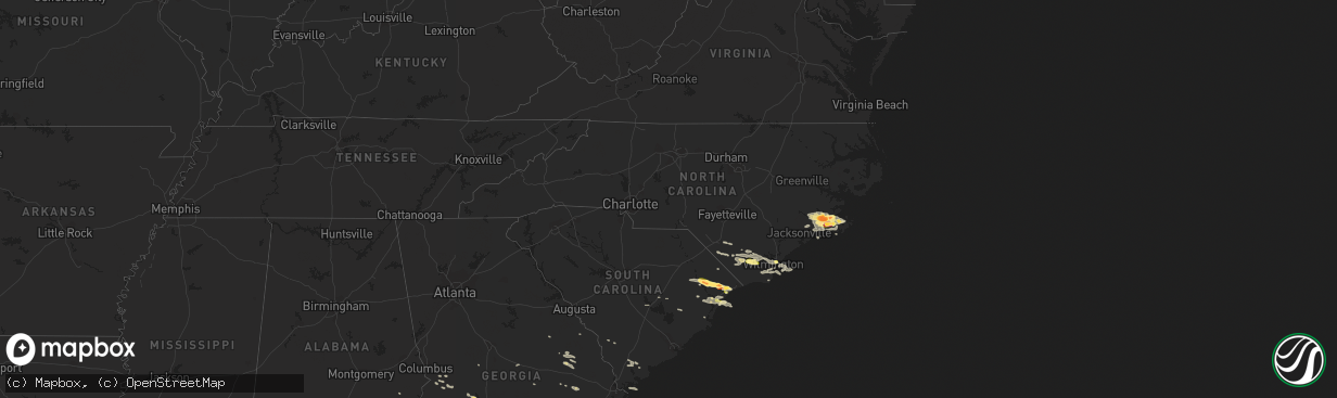 Hail map in North Carolina on July 28, 2014