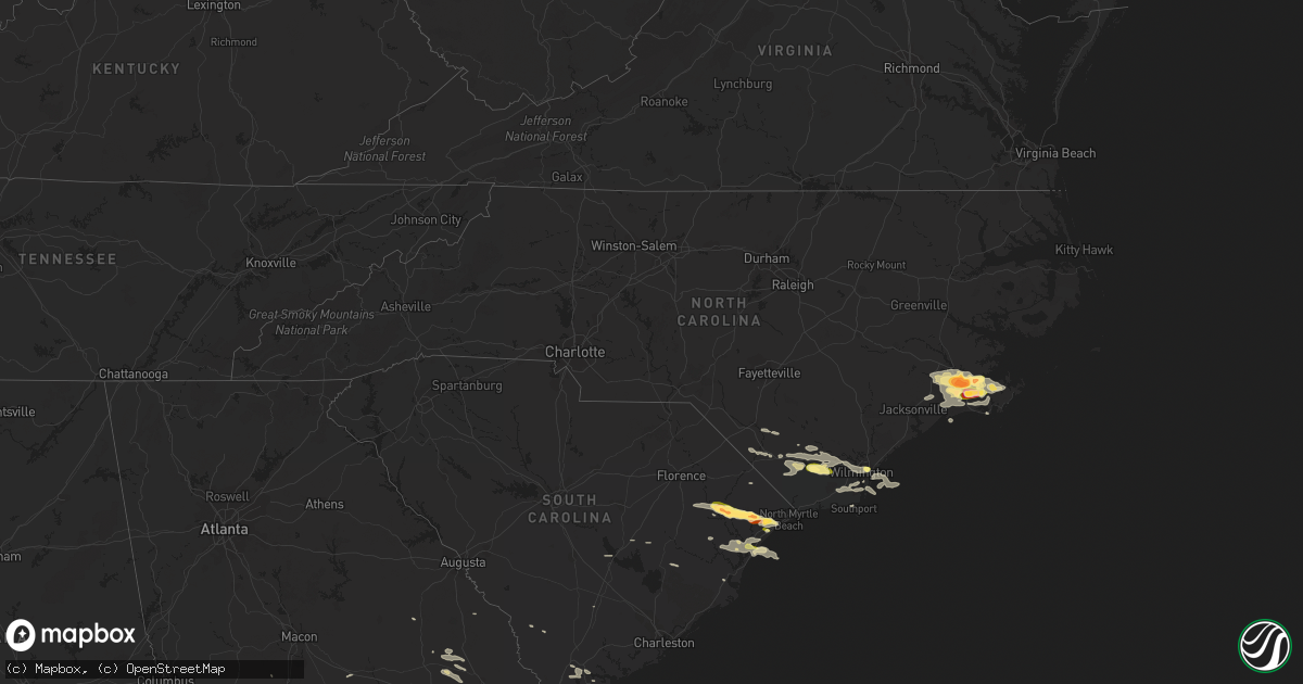 Hail map in North Carolina on July 28, 2014