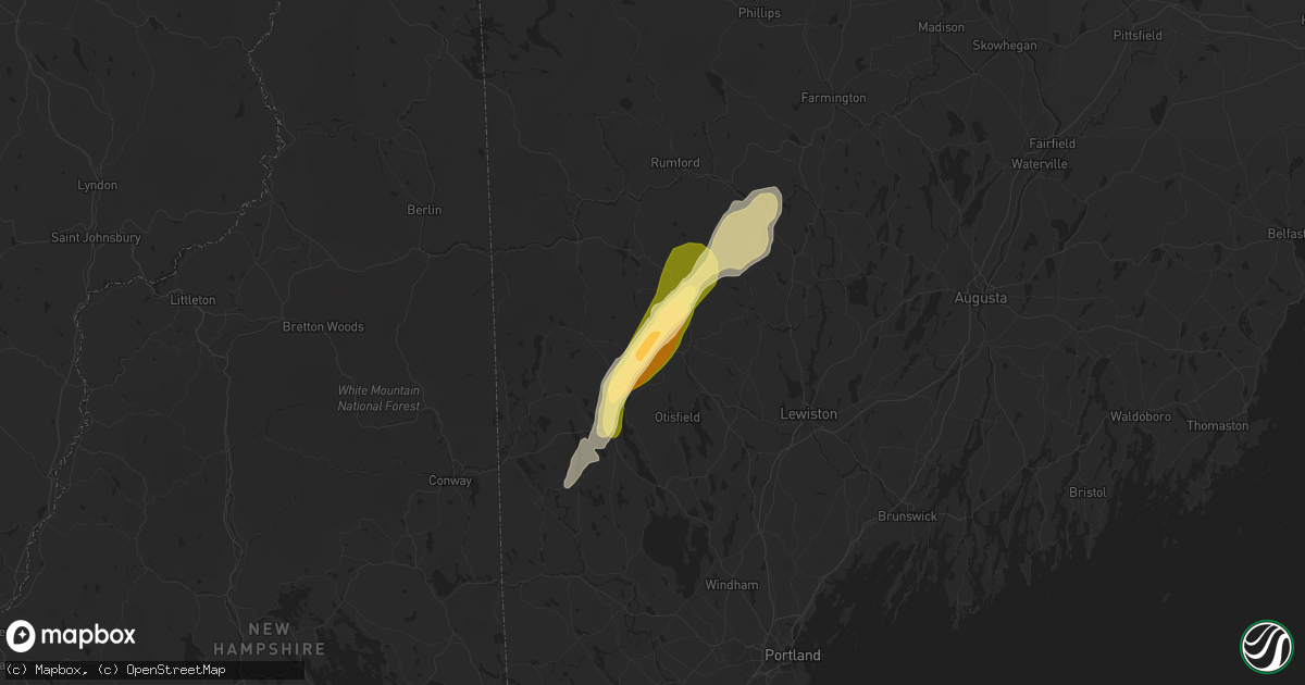 Hail map in Norway, ME on July 28, 2014