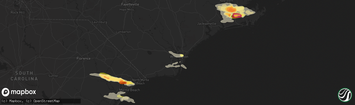 Hail map in Wilmington, NC on July 28, 2014