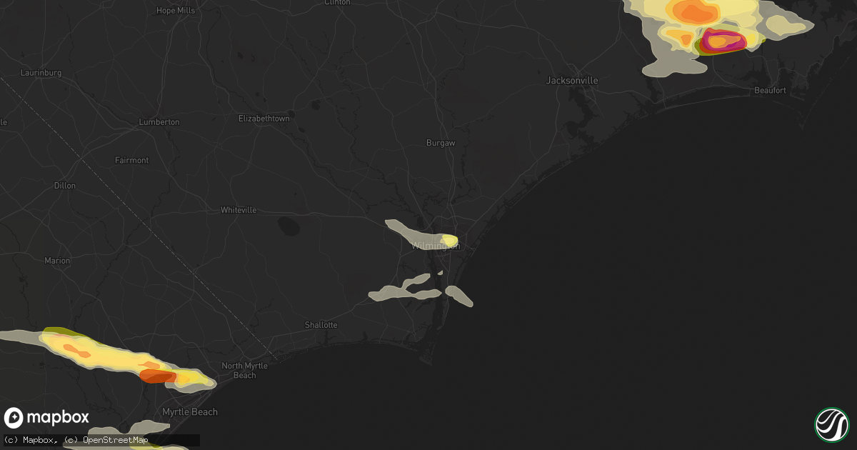 Hail map in Wilmington, NC on July 28, 2014