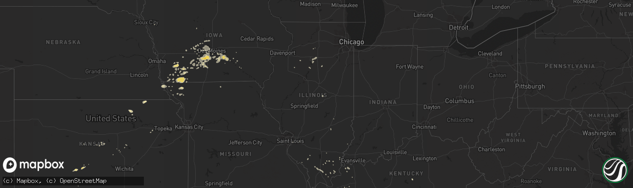 Hail map in Illinois on July 28, 2015