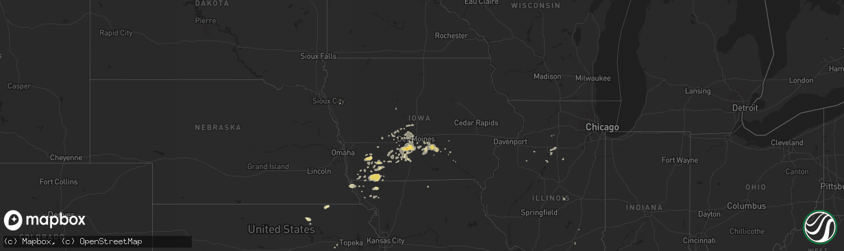 Hail map in Iowa on July 28, 2015