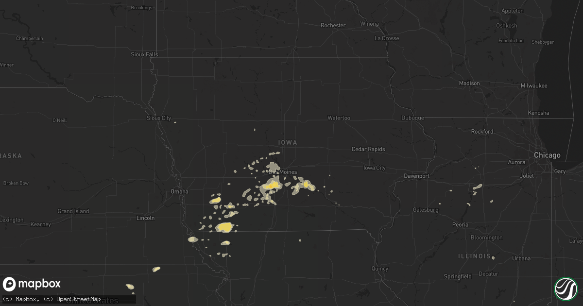 Hail map in Iowa on July 28, 2015