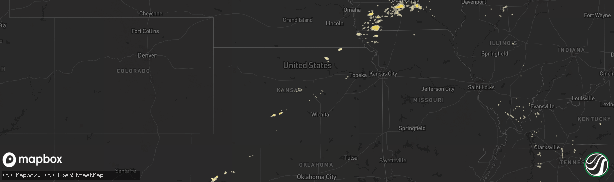 Hail map in Kansas on July 28, 2015