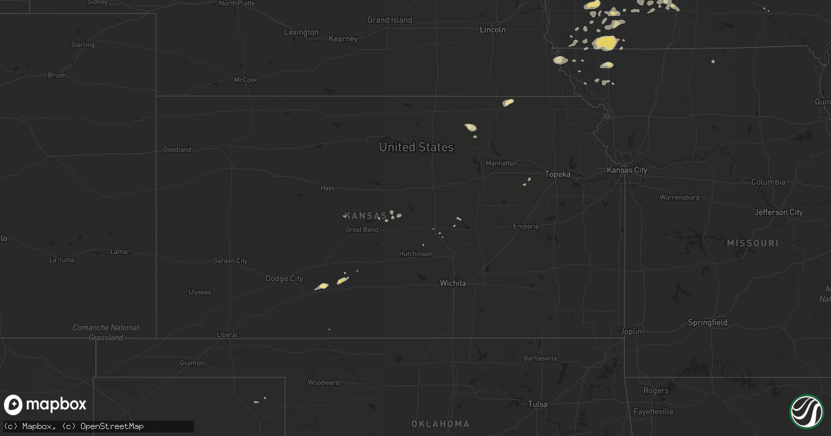 Hail map in Kansas on July 28, 2015