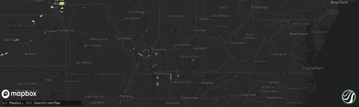 Hail map in Kentucky on July 28, 2015