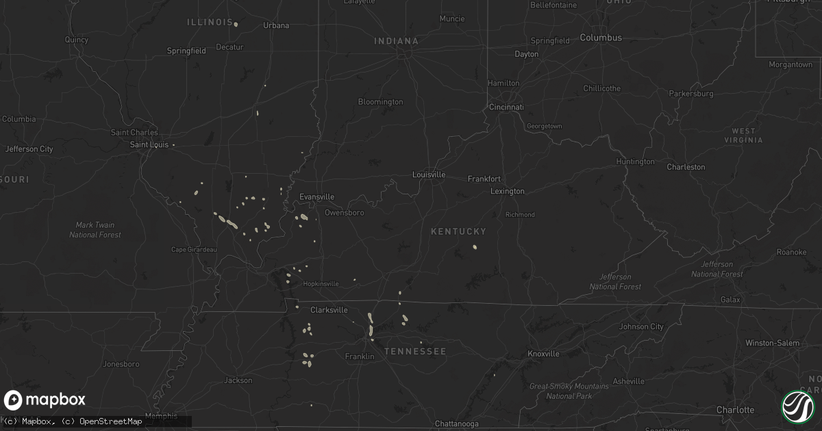 Hail map in Kentucky on July 28, 2015