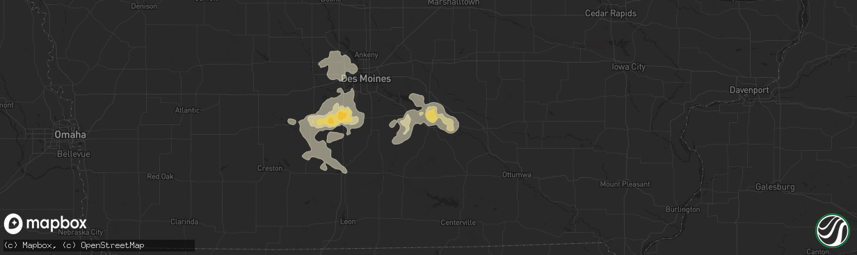 Hail map in Knoxville, IA on July 28, 2015