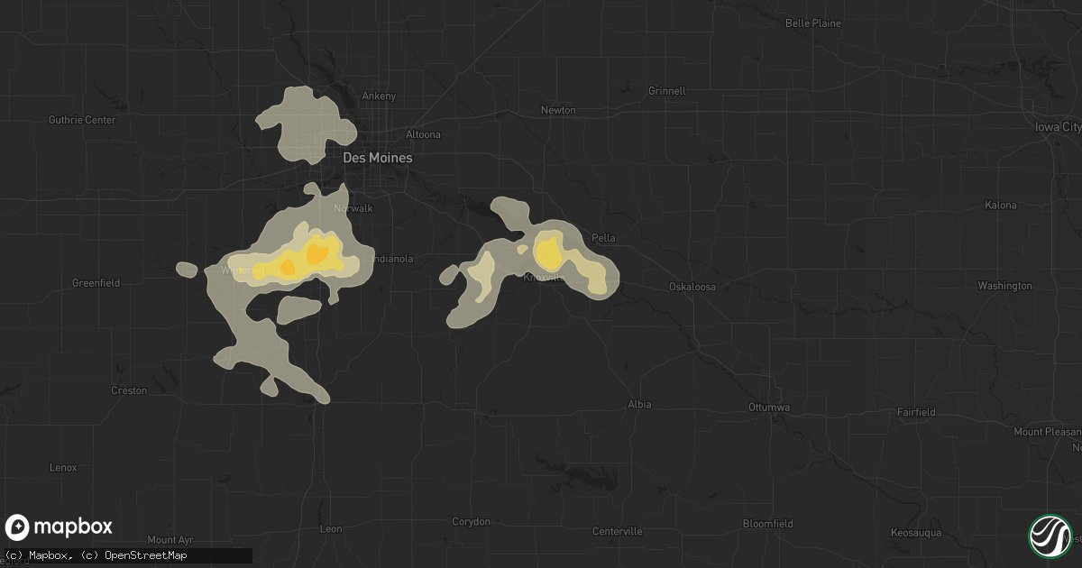 Hail map in Knoxville, IA on July 28, 2015