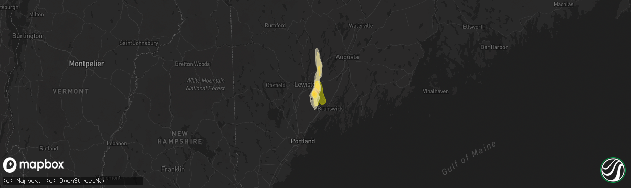 Hail map in Lisbon, ME on July 28, 2015