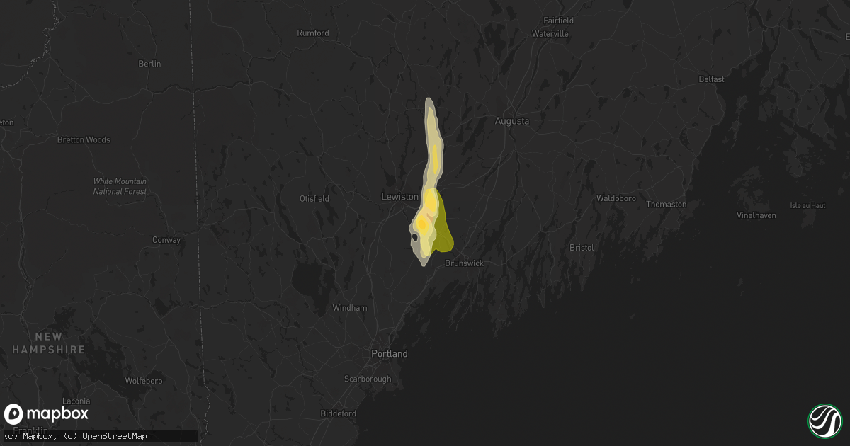 Hail map in Lisbon, ME on July 28, 2015