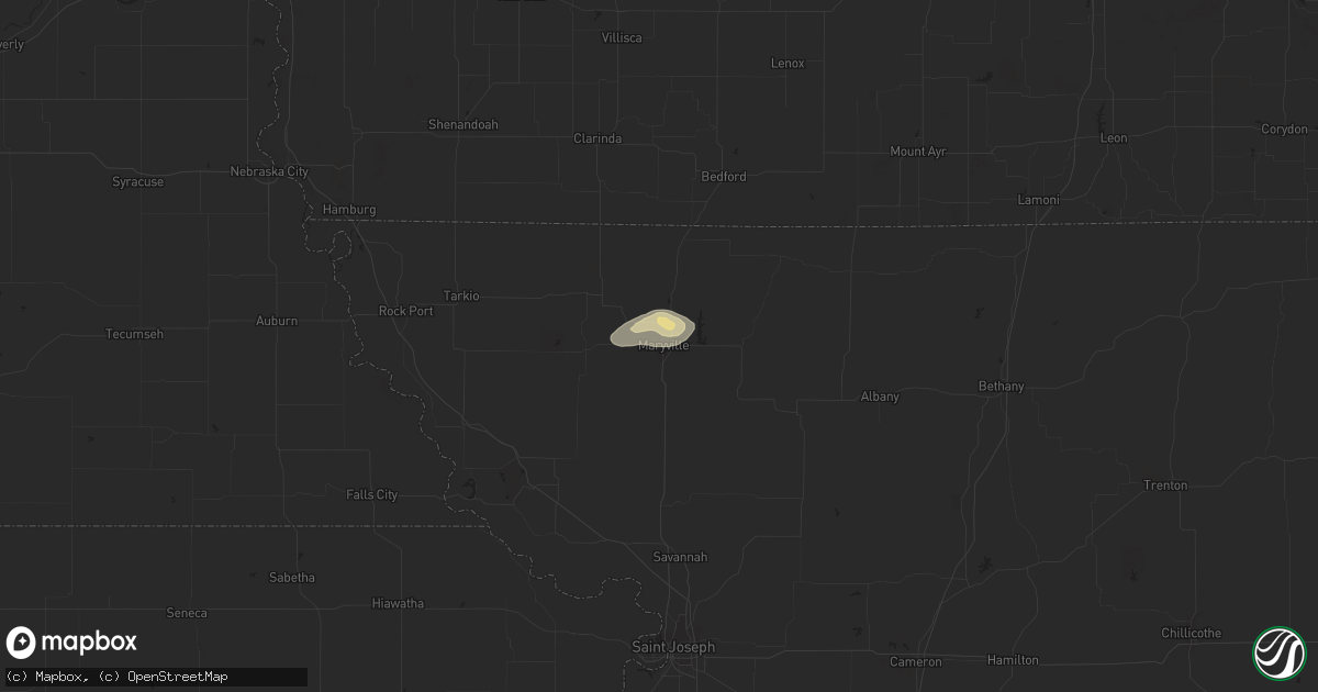 Hail map in Maryville, MO on July 28, 2015