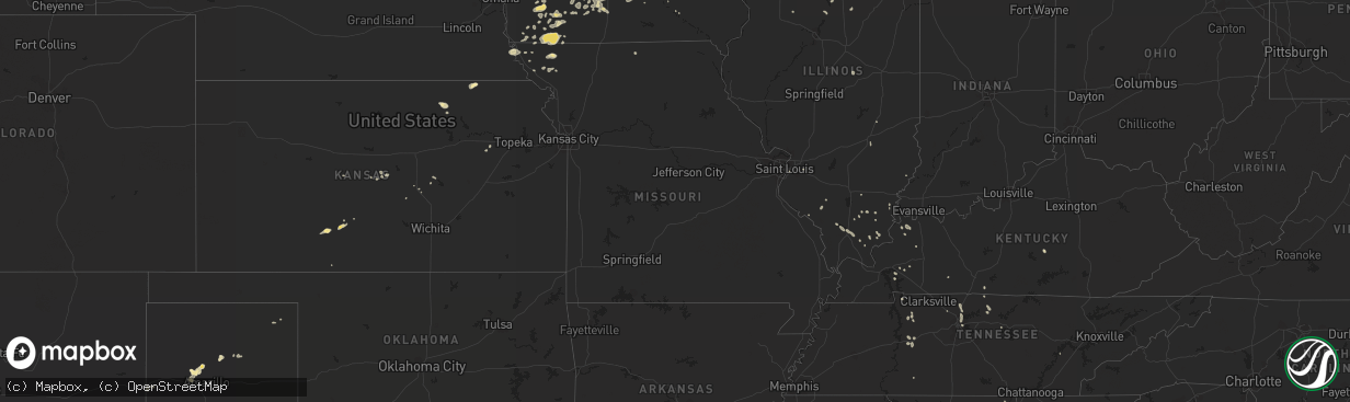 Hail map in Missouri on July 28, 2015