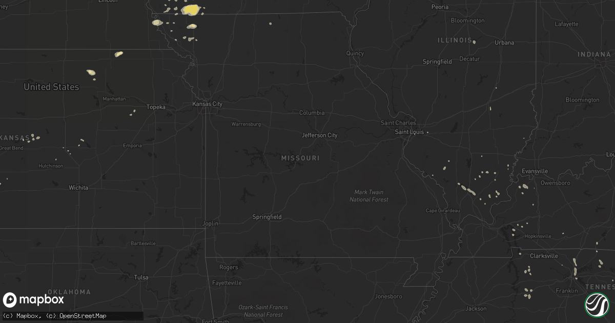Hail map in Missouri on July 28, 2015
