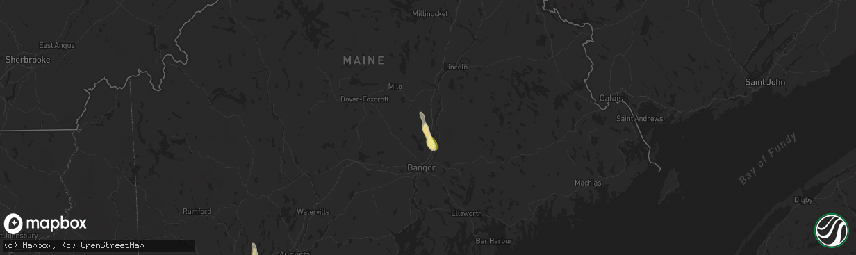 Hail map in Old Town, ME on July 28, 2015