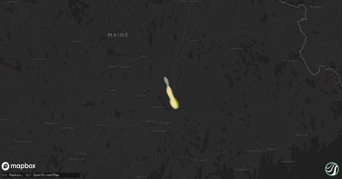 Hail map in Old Town, ME on July 28, 2015